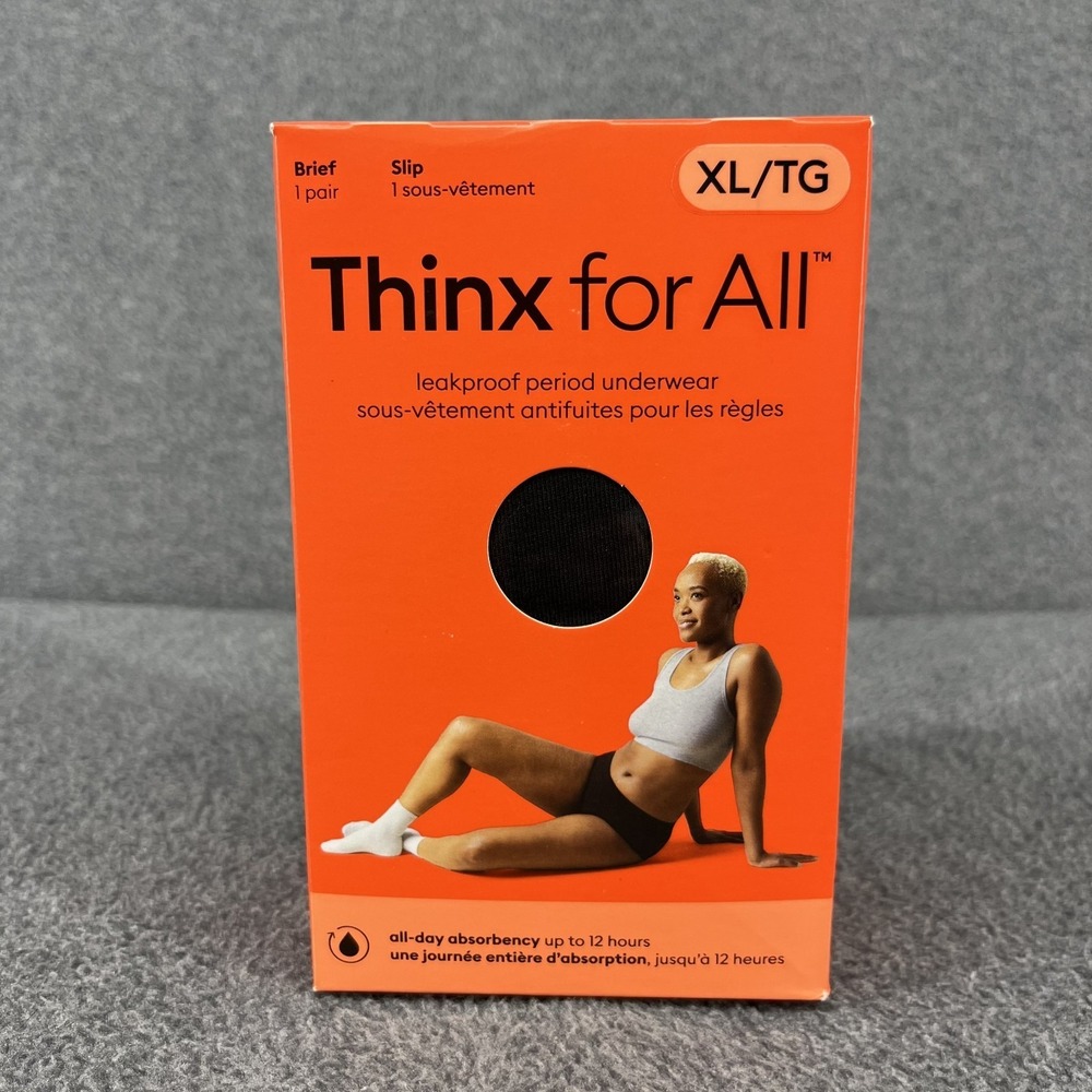 Thinx For All Period All-Day Absorbency Reusable Underwear Brief Black Size XL